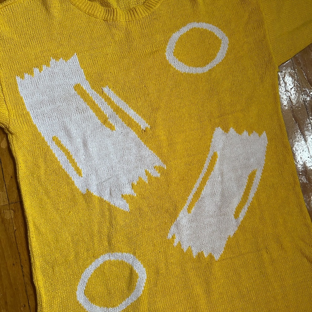Vintage Lady DeRotchild Yellow Sweater Dress with White Accents - Picture 2 of 4